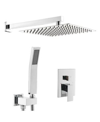 Bathroom Luxury Rain Mixer Combo Set Wall Mounted Rainfall Shower Head System Polished Chrome, Contain Faucet Rough-in Valve Body and Trim