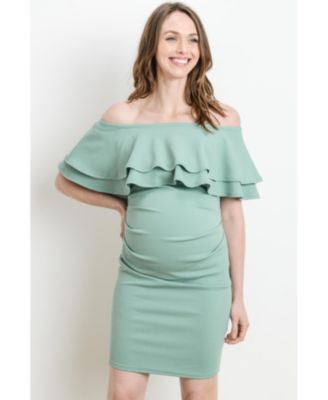 Maternity Off-the-Shoulder Bodycon Ruched Mini Dress