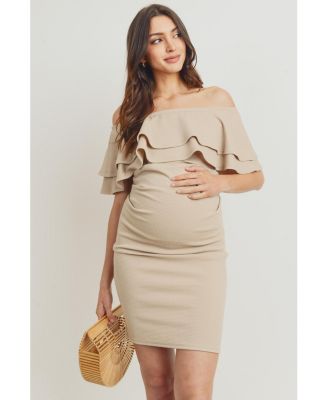Maternity Off-the-Shoulder Bodycon Ruched Mini Dress