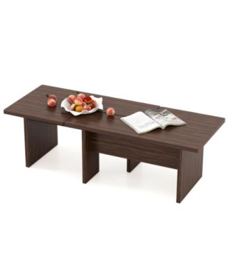 L-Shaped Modular Coffee Table Set of 2, Center Tables for Small Space