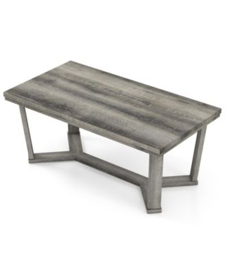 Coffee Table with Rubber Wood Cross Shaped Base