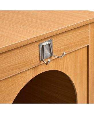 Wooden Cat Litter Box Enclosure Furniture Hidden for 2 Cats, Indoor Litter Box Cabinet