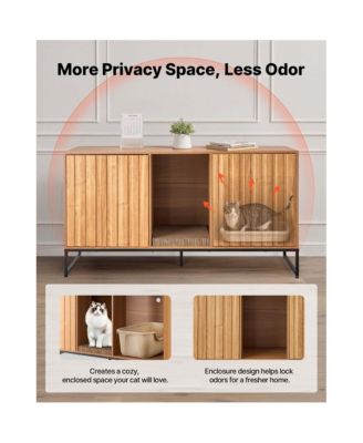 47.2" Hidden Cat Litter Box Enclosure Furniture with Scratch Pad and Storage, Waterproof End Table, Fits Most Litter Boxes