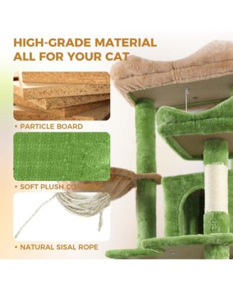 68" Cat Tree with Hammocks, Hanging Basket, Cat Cave and Scratching Posts, Plush Cat Tower for Indoor Cats