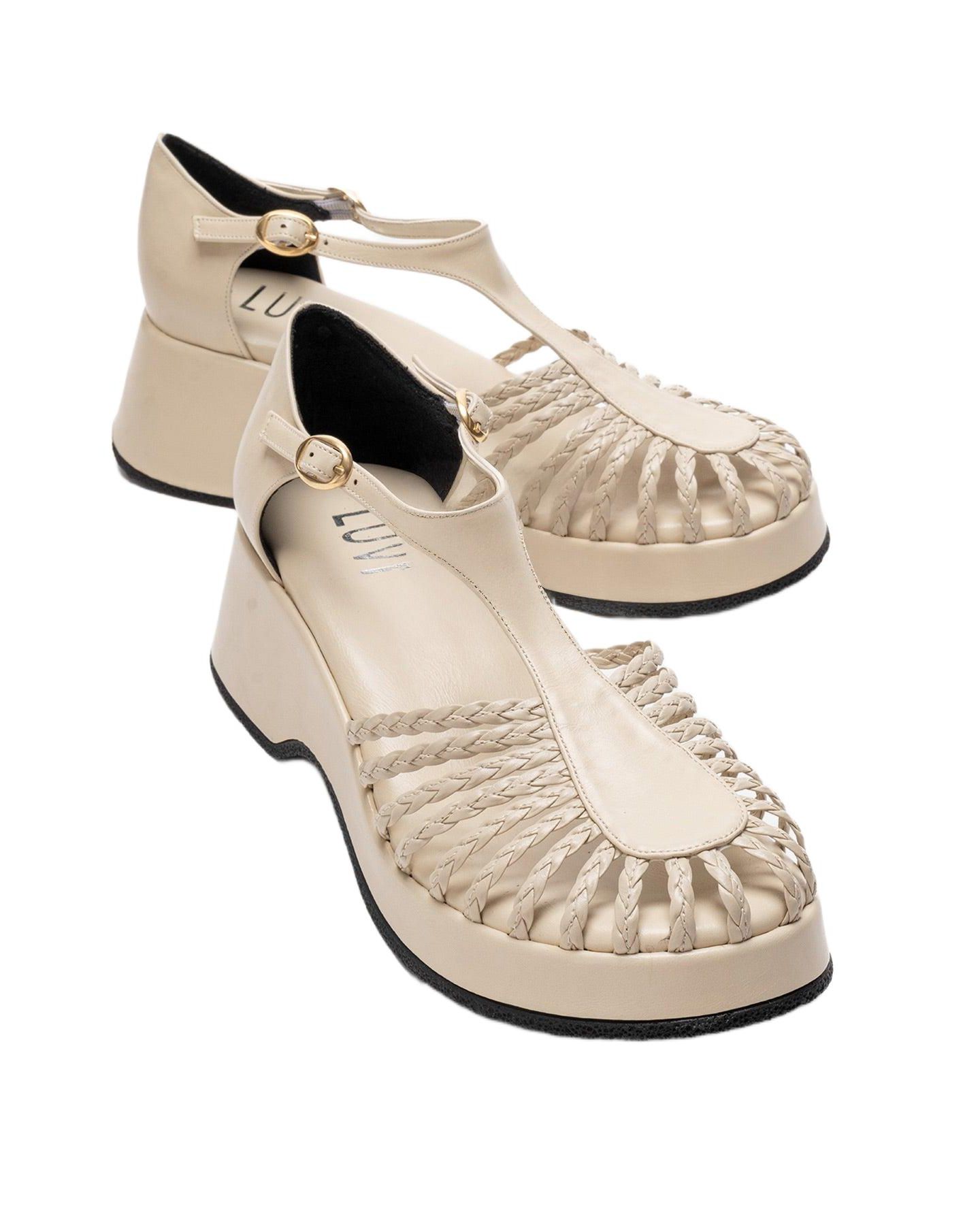 Женские сандалии Prologue Shoes Barry Woven Wedge Sandal, цвет: Бежевый — фото 2