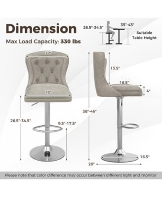 4 PCS Dutch Velvet Bar Stool w/ Footrest Electroplated Metal Base and Anti-Slip Ring