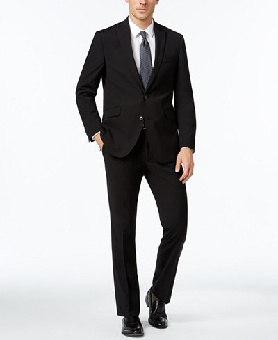Kenneth Cole Reaction Men's Slim-Fit Black Tonal-Stripe Suit