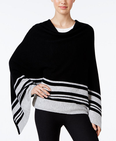 Charter Club Cashmere Striped Poncho, Only at Macy's
