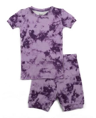Toddler Matching Family Two Piece Cotton Short Sleeve Shirt and Shorts Tie Dye Pajamas.