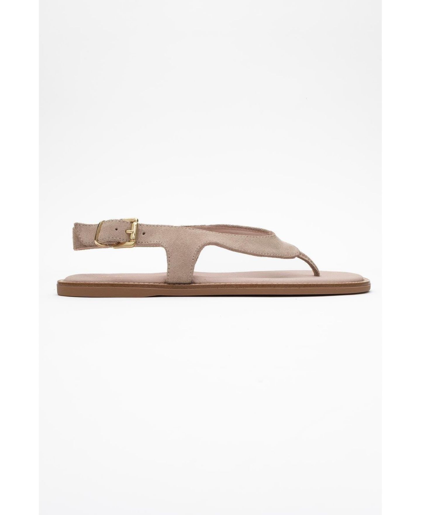Женские сандалии Forever & Always Shoes Belinda Leather Thong, цвет: Бежевый замшевый кожаный — фото 4