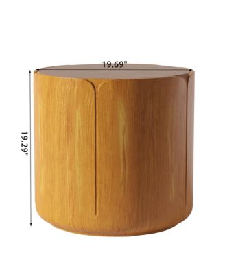 Round Outdoor Indoor Side Table, Modern Wood Grain Patio Garden Stool,No-Assembly Table for Patio, Garden, Backyard, Living Room