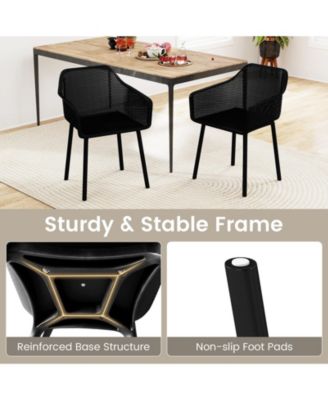 4 PCS Modern Plastic Dining Chairs Kitchen Armchairs w/ Breathable Mesh Backrest