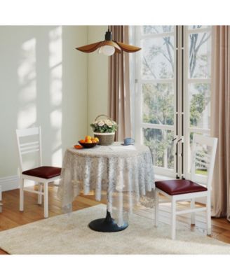 Wood Dining Chairs Set of 4 w/Rubber Wood Frame Padded Seat and Slatted Backrest