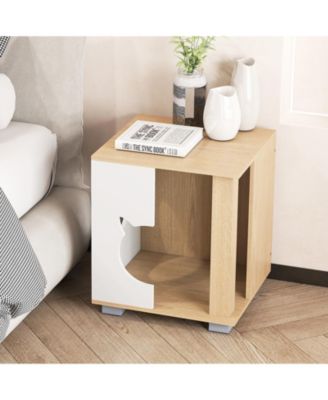 Cat Bed Side Table w/Head-shaped Entry and Metal Legs Modern End Table Nightstand