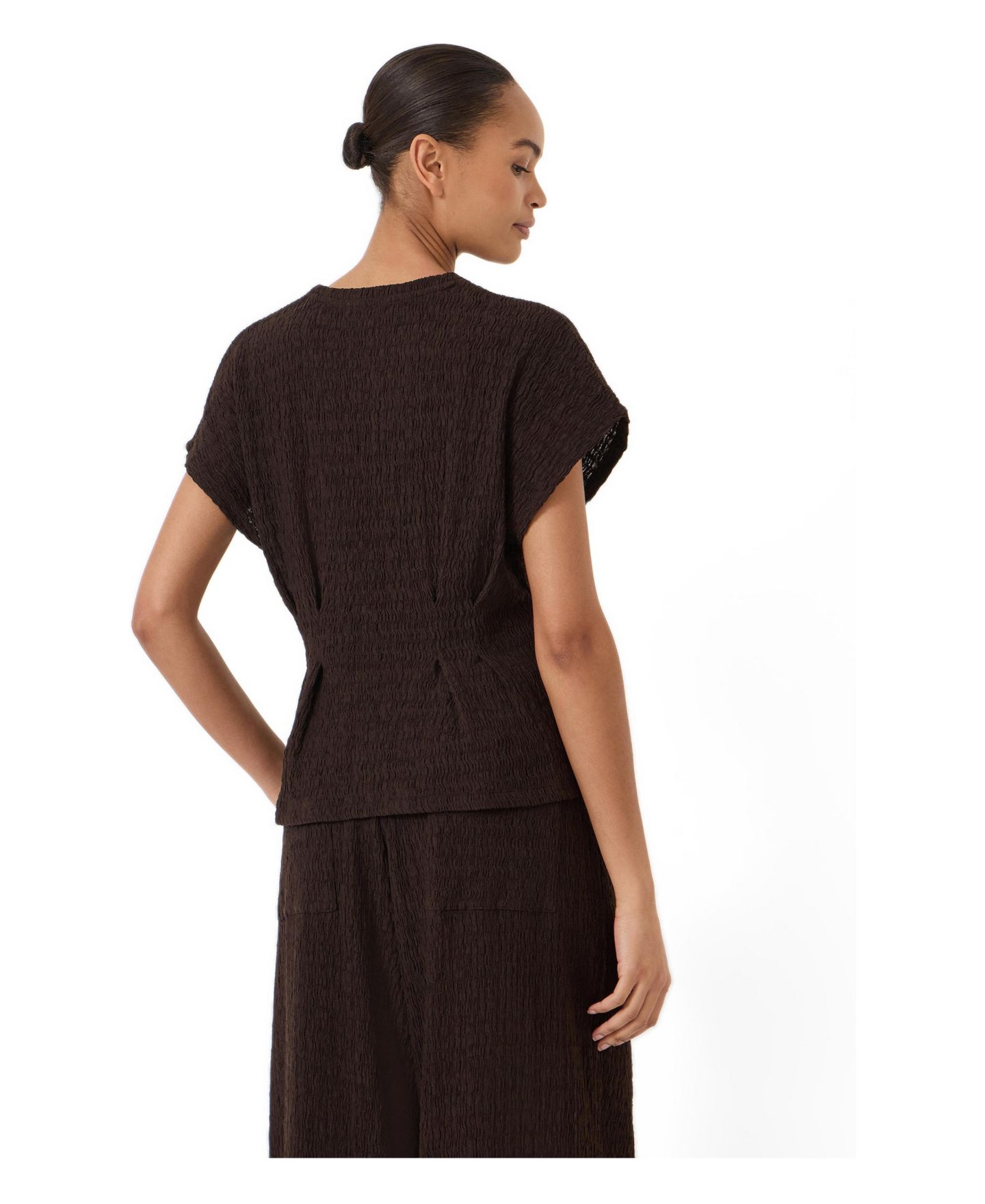 Женский топ Hush Keira Textured Pleat Release Jersey, цвет: Тёмный коричневый — фото 2