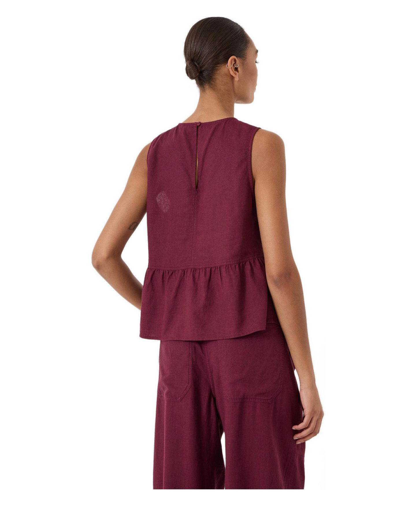 Женский топ Hush Nomie Linen Blend Peplum, цвет: Тёмно-бордовый красный — фото 7