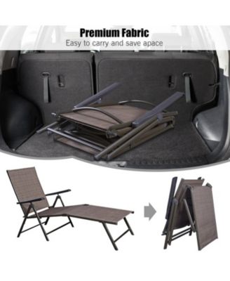 5-Position Adjustable Patio Chaise Lounge with Stackable Folding Frame