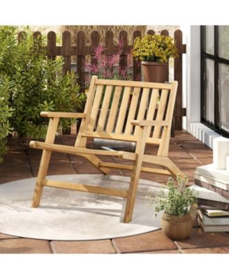 Teak Wood Outdoor Reclining Chair with Armrests