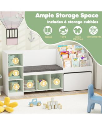 Kids Bookcase with Reading Nook Four in One Toy Organizer