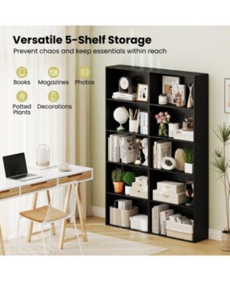 5-Tier Freestanding Storage Bookcase with Anti-Tipping Kits
