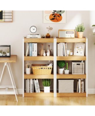 4-Tier Wooden Bookcase with Dual Anti-Tipping Kits