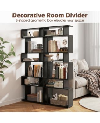 6-Tier Geometric Bookshelf with Anti-Tipping Kits