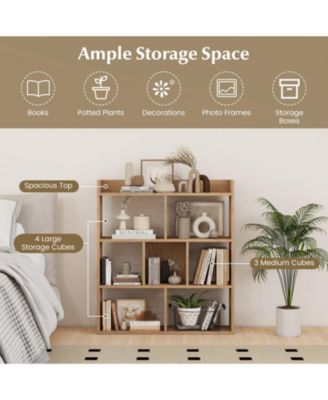 7-Cube Open-Back Bookshelf with Anti-Toppling Devices