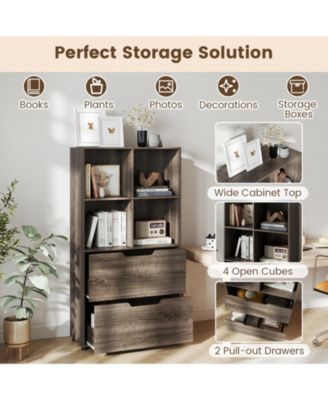 4-Cube Bookcase with 2 Drawers and 51-Inch Tall Frame