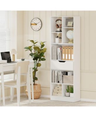 61-Inch Tall 8-Cube Bookcase with Drawer