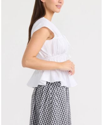 Women's Shirred Sleeveless Top with Front Ties