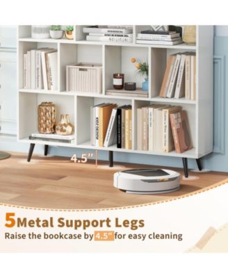 10-Cube Bookcase with 5 Tapered Metal Legs and Anti-Tipping Kits