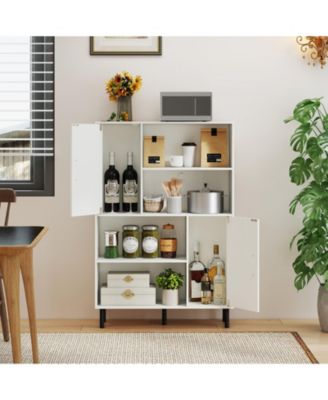 47-Inch Storage Cabinet Bookcase with 2 Doors and 4 Open Shelves