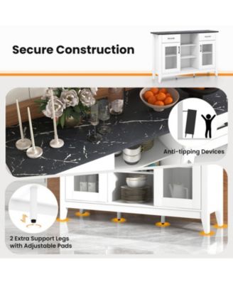 52-Inch Sideboard Buffet Cabinet with Drawers and Adjustable Shelves