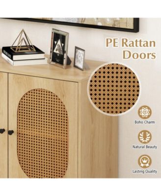 Rattan Door Buffet Cabinet with Adjustable Shelf