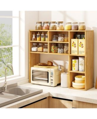 Desktop Bookshelf with 7 Cubbies and Adjustable Shelves