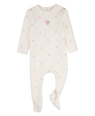 Baby Girls "Rosettes and Stitching" Cotton/Rayon-Blend Footie