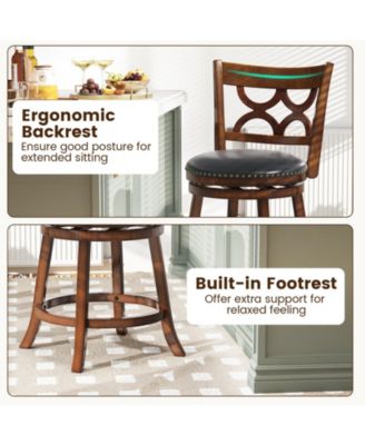 Swivel Bar Stools Set of Two with High Backrest