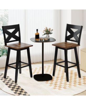 Rubberwood Swivel Bar Stools Set of Two with Backrest