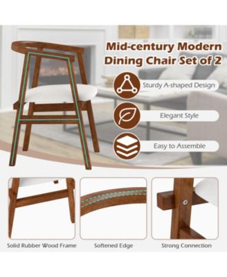 Solid Wood Dining Chairs Set of Two with Wrap Armrests