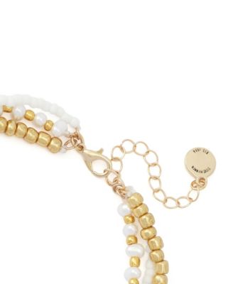 White Vintage Luxe Shell Beaded Layered Anklet