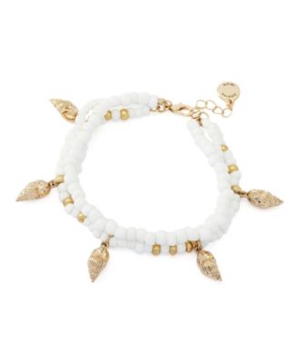 White Vintage Luxe Shell Beaded Layered Bracelet