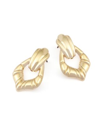 Gold Fluted Doorknocker Earrings