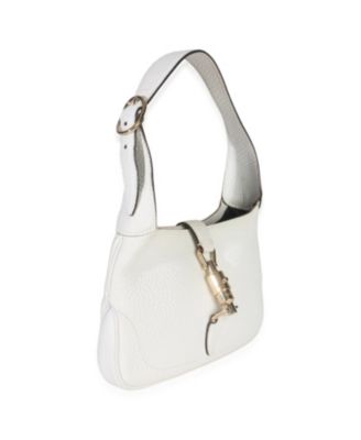 White Grained Leather Small Jackie Hobo