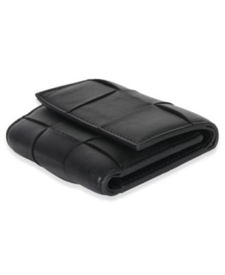 Black Cassette Intrecciato Small Trifold Wallet