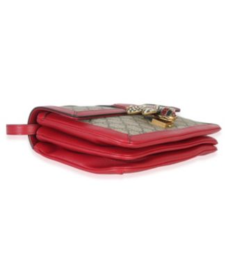 Red Calfskin GG Supreme Canvas Medium Margaret Shoulder Bag