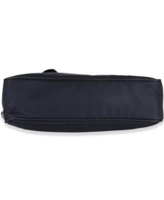 Navy Re-Nylon and Saffiano Leather Trim Shoulder Bag