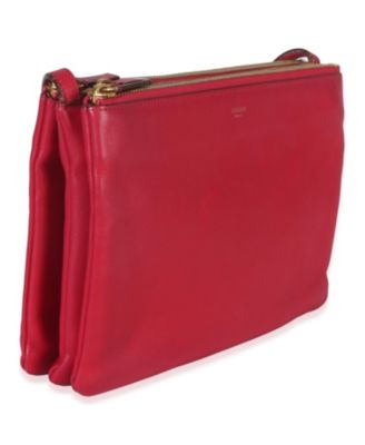 Fuschia Lambskin Large Trio Crossbody
