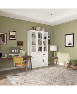 8-Shelf Modern Bookcase with Drawers