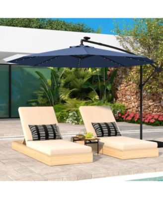 10 ft Solar LED Cantilever Patio Umbrella with 40 Lights Cross Base and Tilt