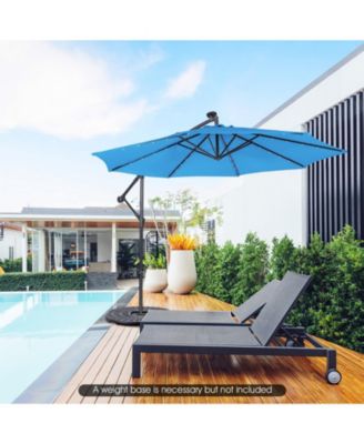 10 ft Solar Powered Cantilever Patio Umbrella with 32 LED Lights and Tilt System
